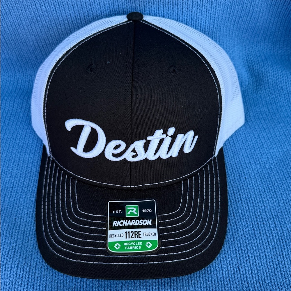 112RE Richardson Recycled Destin Trucker Hat - Black & White